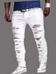 billige Benklær til herrer-Daglig Helg Tynn Jeans Chinos Bukser - Ensfarget dratt Bomull Hvit M / L / XL