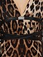 cheap Mini Dresses-Women&#039;s Lace up Club Mini Bodycon Dress - Leopard Backless Deep V Summer Black