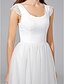 cheap Wedding Dresses-A-Line Scoop Neck Knee Length Cotton / Tulle Cap Sleeve Formal / Casual Little White Dress Made-To-Measure Wedding Dresses with Lace 2020