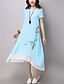 cheap Women&#039;s Dresses-Women&#039;s Daily / Going out Street chic / Chinoiserie Cotton / Linen Loose Dress - Patchwork Print Midi / Asymmetrical / Summer