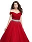 cheap Evening Dresses-Ball Gown Elegant Dress Formal Evening Floor Length Sleeveless V Wire Tulle with Beading Sequin 2024