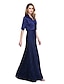 ieftine Rochii Mama Miresei-A-Line Square Neck Floor Length Lace Over Satin Mother of the Bride Dress with Lace by LAN TING BRIDE® / Wrap Included