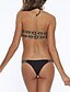cheap Bikinis-Women&#039;s Solid Boho Bikini Swimsuit Print Solid Colored Straped Swimwear Bathing Suits Black / Sexy