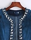 cheap Women&#039;s Jackets-Women&#039;s Chic &amp; Modern Denim Jacket - Solid Color, Sequins / Fall
