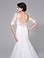 olcso Menyasszonyi ruhák-Esküvői ruhák Harang fazon Illusion nyak Féhosszú Udvariuszály Csipke Menyasszonyi ruhák Val vel Rátétek Gomb 2023