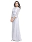 cheap Mother of the Bride Dresses-Sheath / Column Mother of the Bride Dress Elegant Bateau Neck Floor Length All Over Lace 3/4 Length Sleeve with Sash / Ribbon Bow(s) 2021
