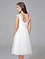 お買い得  ウェディングドレス-A-Line Scoop Neck Knee Length Cotton / Tulle Cap Sleeve Formal / Casual Little White Dress Made-To-Measure Wedding Dresses with Lace 2020