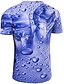 billige T-skjorter med 3D-trykk til herrer-Herre T skjorte Rund hals Blå Kortermet Daglig Sport Trykt mønster Topper Grunnleggende / Sommer / Sommer