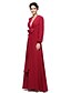 cheap Bridesmaid Dresses-A-Line Bridesmaid Dress V Neck Long Sleeve Elegant Floor Length Chiffon with Sash / Ribbon / Bow(s) / Pleats 2022 / Bishop Sleeve / Open Back