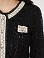 cheap Women&#039;s Blazer&amp;Suits-Women&#039;s Daily / Going out Vintage / Sophisticated Spring / Fall Short Blazer, Solid Colored Round Neck Long Sleeve Beaded White / Black