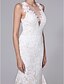 cheap Wedding Dresses-Mermaid / Trumpet Wedding Dresses V Neck Court Train All Over Lace Regular Straps Sexy Backless with Appliques Button 2022