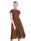 halpa Morsiusneitojen mekot-A-Line Jewel Neck Knee Length Chiffon Bridesmaid Dress with Bow(s) / Buttons