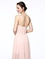 voordelige Bruidsmeisjesjurken-A-lijn Strapless Tot de grond Chiffon Bruidsmeisjesjurk met Plooien door LAN TING BRIDE®