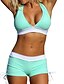 cheap Bikinis-Women&#039;s Swimwear Bikini Swimsuit Criss Cross Solid Colored Light Green Pink Navy Blue Bandeau Halter Neck Bathing Suits Sporty