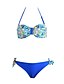 cheap Bikinis-Women&#039;s Boho Halter Neck Green Blue Royal Blue Bandeau Cheeky Bikini Swimwear - Floral Print L XL XXL Green