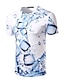 billige T-skjorter med 3D-trykk til herrer-Herre T skjorte Skjorte 3D Rund hals Hvit Kortermet Formell Daglig Trykt mønster Tynn Topper Grunnleggende / Sommer / Sommer / Sport