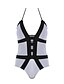 abordables Biquinis y Bañadores para Mujer-Mujer Bloque de Color Halter Blanco Bikini Bañadores - Un Color S M L
