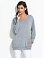 cheap Women&#039;s T-shirts-Women&#039;s Casual / Daily T-shirt Solid Colored Long Sleeve Tops Simple V Neck Black Navy Blue Pink / Lantern Sleeve