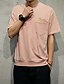 お買い得  メンズカジュアルTシャツ-男性用 Tシャツ ソリッド ラウンドネック グリーン ホワイト ピンク 半袖 日常 スポーツ トップの コットン 活発的