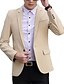 abordables Blazers &amp; Costumes Homme-Homme Sortie / Décontracté / Quotidien / Travail simple / Rétro Vintage Printemps / Automne Normal Blazer, Couleur Pleine Col de Chemise Manches Longues Coton / Polyester Noir / Vin / Bleu clair