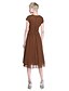 halpa Morsiusneitojen mekot-A-Line Jewel Neck Knee Length Chiffon Bridesmaid Dress with Bow(s) / Buttons