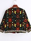 cheap Women&#039;s Blazer&amp;Suits-Women&#039;s Party / Going out Vintage Spring Short Jacket Round Neck 3/4 Length Sleeve Print Black / Beige M / L / XL