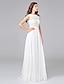 cheap Wedding Dresses-Beach Open Back Boho Wedding Dresses Sheath / Column Bateau Neck Cap Sleeve Sweep / Brush Train Chiffon Bridal Gowns With Bowknot Sash / Ribbon 2023