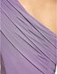 cheap Bridesmaid Dresses-Sheath / Column One Shoulder Floor Length Chiffon Bridesmaid Dress with Pleats / Side Draping