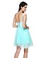 cheap Bridesmaid Dresses-A-Line V Neck Knee Length Chiffon / Tulle Bridesmaid Dress with Bow(s) / Sash / Ribbon / Bandage by LAN TING BRIDE® / Open Back