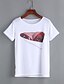 baratos Tops em tamanhos grandes-Mulheres Camiseta Gráfico Decote Redondo Branco Tamanho Grande Bandagem Flor Imprimir Roupa Algodão / Verão / Manga Curta