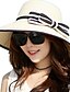 baratos Chapéus de Palha-Mulheres Férias Ao ar Livre Palha,De Palha Chapéu de sol-Laço Listrado Primavera Verão Branco Bege Khaki