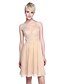 cheap Bridesmaid Dresses-A-Line V Neck Knee Length Chiffon / Lace Bridesmaid Dress with Lace / Sash / Ribbon by LAN TING BRIDE®