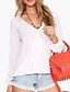 cheap Women&#039;s Blouses &amp; Shirts-Women&#039;s Plus Size Blouse Solid Colored Long Sleeve Tops Cotton V Neck White Black Red