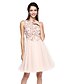 cheap Special Occasion Dresses-A-Line Boat Neck Knee Length Tulle Cocktail Party Dress with Appliques / Bow(s) by TS Couture®