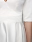 abordables Vestidos de novia-Corte A Vestidos de novia Escote en Pico Vestido Midi Satén Media Manga Sencillo Casual Cosecha Vestidos Blancos con Cinta / Lazo 2022