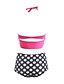 cheap Women&#039;s Swimwear &amp; Bikinis-Women&#039;s Dot Push-up Retro Red Bikini Swimwear Swimsuit - Polka Dot S M L Red