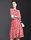 cheap Women&#039;s Dresses-Women&#039;s Going out Street chic Swing Dress - Print Stand Spring Red