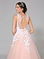 cheap Wedding Dresses-Wedding Dresses A-Line V Neck Sleeveless Chapel Train Tulle Bridal Gowns With Sash / Ribbon Sequin 2023