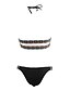olcso Bikini-Női Geometrijski oblici Pánt Fekete Bikini Fürdőruha - Egyszínű S M L Fekete