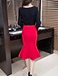 cheap Shorts &amp; Skirts-Women&#039;s Trumpet / Mermaid Polyester Red Black Skirts Spring Knitting Work S M L / Sexy / Slim