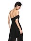 cheap Bridesmaid Dresses-A-Line Bridesmaid Dress Off Shoulder Sleeveless Black Dress Asymmetrical Chiffon with Pleats 2022