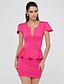 baratos Kleider-Women&#039;s Ruffle Party Bodycon Dress - Solid Colored Cut Out Ruffle Deep V Summer Cotton Fuchsia Blue Pink L XL XXL