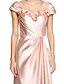 cheap Special Occasion Dresses-A-Line Straps Court Train Stretch Satin Dress with Split Front / Criss Cross / Flower by TS Couture®
