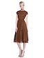 halpa Morsiusneitojen mekot-A-Line Jewel Neck Knee Length Chiffon Bridesmaid Dress with Bow(s) / Buttons