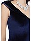 cheap Evening Dresses-Sheath / Column Elegant Furcal Formal Evening Black Tie Gala Dress V Neck Sleeveless Sweep / Brush Train Velvet with Split Front 2021