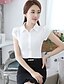 baratos Blusas e Camisas de mulher-Mulheres Camisa Social - Para Noite Sólido Colarinho Chinês Branco / Verão