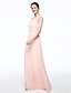 preiswerte Brautjungfernkleider-A-Line Bridesmaid Dress Jewel Neck / Cross Front Sleeveless Elegant Floor Length Chiffon with Sash / Ribbon / Pleats 2022