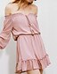 cheap Women&#039;s Dresses-Women&#039;s Off Shoulder Daily Going out Street chic Sheath Dress - Solid Colored Backless Ruffle Boat Neck Summer Pink M L XL