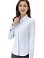 baratos Blusas de mulher-Mulheres Tamanhos Grandes Sólido Camisa Social - Algodão Trabalho Colarinho de Camisa Branco / Azul Claro
