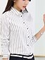 voordelige Damestops-Dames Informeel Overhemd Uitgaan Ruitjes Opstaand Wit / Lente / Zomer / Fine Stripe